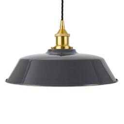 SE Home Slate Grey Chancery Pendant Light - Polished Brass - Black Twisted - thumbnail 1