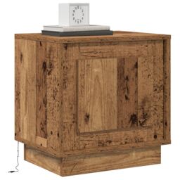 Berkfield Home Bedside Cabinet with LED Lights Old Wood 44x34, 5x45 cm in Brown - thumbnail 3
