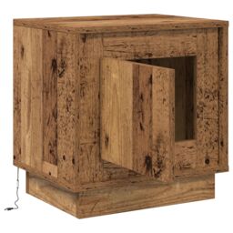 Berkfield Home Bedside Cabinet with LED Lights Old Wood 44x34, 5x45 cm in Brown - thumbnail 5