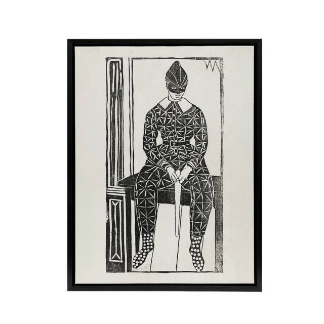 "Artery8 Harlequin Clown Portrait De Mesquita Framed Canvas Wall Art Print in White - Size: W18"" x H24""" - image 1