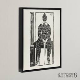 "Artery8 Harlequin Clown Portrait De Mesquita Framed Canvas Wall Art Print in White - Size: W18"" x H24""" - thumbnail 2