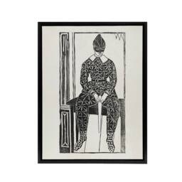 "Artery8 Harlequin Clown Portrait De Mesquita Framed Canvas Wall Art Print in White - Size: W18"" x H24""" - thumbnail 1