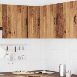 Berkfield Home Kitchen Wall Corner Cabinet Kalmar Old Wood Engineered Wood in Brown - thumbnail 3