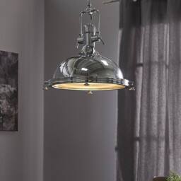 Wyld and Coco Industrial Pendant Lamp Silver Chromed Metal - thumbnail 1