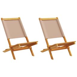 Berkfield Home Garden Chairs 2 pcs Taupe Solid Wood Acacia & Fabric - thumbnail 1