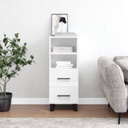 Berkfield Home Sideboard High Gloss White 34.5x34x90 cm Engineered Wood - thumbnail 2