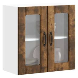 Berkfield Home Kitchen Wall Cabinet with Glass Door Lucca Smoked Oak Engineered Wood in Brown - thumbnail 2