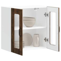 Berkfield Home Kitchen Wall Cabinet with Glass Door Lucca Smoked Oak Engineered Wood in Brown - thumbnail 5