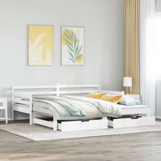 Berkfield Home Daybed with Trundle & Drawers without Mattress White 90x200 cm - image 1