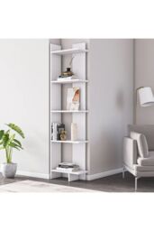 Living and Home 5 Tier Regin Wood Corner Bookcase in White - thumbnail 5