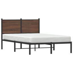 Berkfield Home Metal Bed Frame without Mattress Brown Oak 120x190 cm Small Double - thumbnail 4