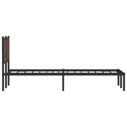 Berkfield Home Metal Bed Frame without Mattress Brown Oak 120x190 cm Small Double - thumbnail 6