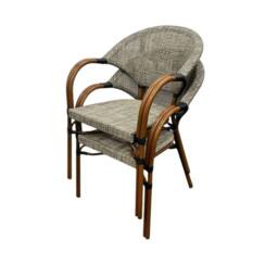 Nordara Pack of 2 Chairs Commercial Grade Stacking Rattan Armchairs Garden in Grey - Size: 100 cm x 100 cm