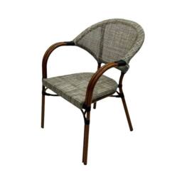 Nordara Pack of 2 Chairs Commercial Grade Stacking Rattan Armchairs Garden in Grey - Size: 100 cm x 100 cm - thumbnail 6