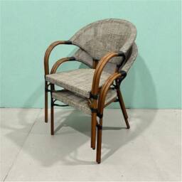 Nordara Pack of 2 Chairs Commercial Grade Stacking Rattan Armchairs Garden in Grey - Size: 100 cm x 100 cm - thumbnail 2