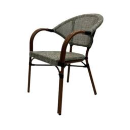 Nordara Pack of 2 Chairs Commercial Grade Stacking Rattan Armchairs Garden in Grey - Size: 100 cm x 100 cm - thumbnail 3