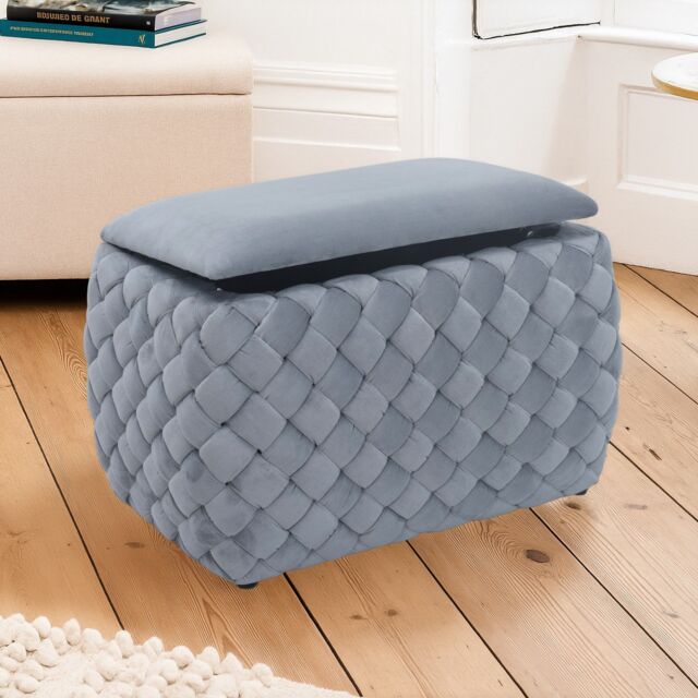 Artemis Home Plumeo Velvet Storage Ottoman in Grey - image 1