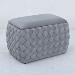 Artemis Home Plumeo Velvet Storage Ottoman in Grey - thumbnail 4