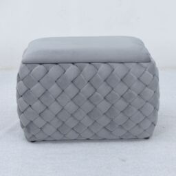 Artemis Home Plumeo Velvet Storage Ottoman in Grey - thumbnail 2