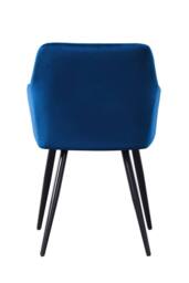Life Interiors Set of 6 Camden Modern Velvet Dining Chairs with Armrests, Quilted Design & Black Metal Legs in Blue - thumbnail 4