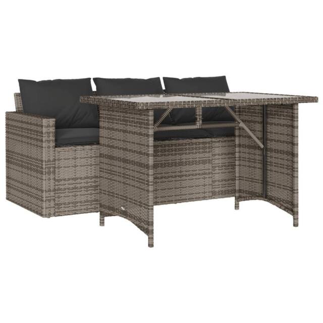 Berkfield Home 2 Piece Garden Dining Set with Cushions Grey Poly Rattan - image 1