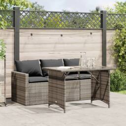 Berkfield Home 2 Piece Garden Dining Set with Cushions Grey Poly Rattan - thumbnail 2