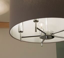 Ruma Large Linen Ceiling Pendant Light With Drum Lampshade in Grey - thumbnail 5
