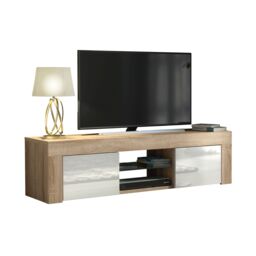 Creative Furniture TV Unit 130cm Modern - Oak with High Gloss White Doors in Light Oak - thumbnail 5