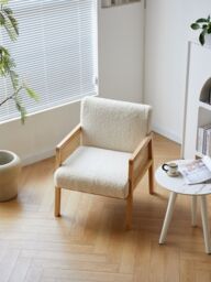Nordlys Scandinavian Lounge Armchair with Wooden Frame & Caning in White - thumbnail 4