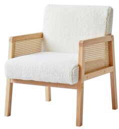 Nordlys Scandinavian Lounge Armchair with Wooden Frame & Caning in White