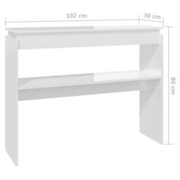 Berkfield Home Console Table High Gloss White 102x30x80 cm Engineered Wood - Size: 102 x 30 x 80 cm - thumbnail 6