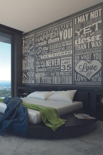 Origin Murals Chalk Quotes Wall Mural in Black - Size: W350 cm x H280 cm - image 1