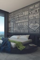 Origin Murals Chalk Quotes Wall Mural in Black - Size: W350 cm x H280 cm - thumbnail 1