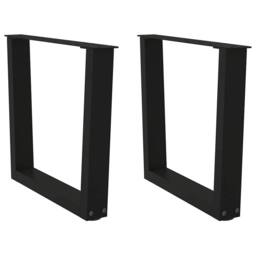 Berkfield Home Modern Dining Table Legs V-Shape 2 pcs Black 60x(42-43.3) cm Steel - thumbnail 2