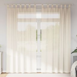 Berkfield Home Voile Curtains with Tab Top 2 pcs Cream - thumbnail 1