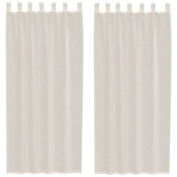 Berkfield Home Voile Curtains with Tab Top 2 pcs Cream - thumbnail 2