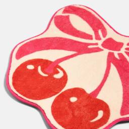 OHS Cherry Bow Novelty Bath Mat Soft Velvet Quick Dry Non-Slip Shower Rug - thumbnail 4