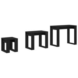 Berkfield Home 3-Piece Nesting Tables in Black Oak Fast Engineering Wood - thumbnail 7