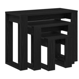 Berkfield Home 3-Piece Nesting Tables in Black Oak Fast Engineering Wood - thumbnail 2