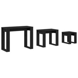 Berkfield Home 3-Piece Nesting Tables in Black Oak Fast Engineering Wood - thumbnail 6
