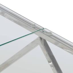 Berkfield Home Modern Coffee Table Silver Stainless Steel & Tempered Glass - thumbnail 8