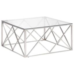 Berkfield Home Modern Coffee Table Silver Stainless Steel & Tempered Glass - thumbnail 3