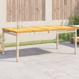 Berkfield Home Garden Table Beige 180x90x75 cm Poly Rattan Acacia Wood - Size: 180 x 90 x 75 cm - thumbnail 1