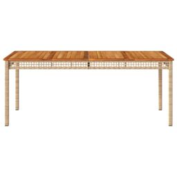 Berkfield Home Garden Table Beige 180x90x75 cm Poly Rattan Acacia Wood - Size: 180 x 90 x 75 cm - thumbnail 4