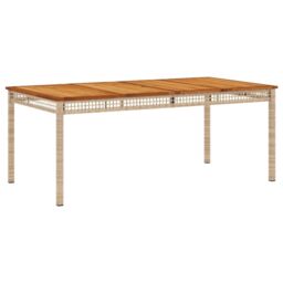 Berkfield Home Garden Table Beige 180x90x75 cm Poly Rattan Acacia Wood - Size: 180 x 90 x 75 cm - thumbnail 2
