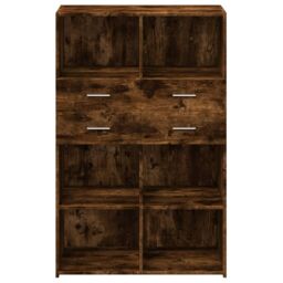 Berkfield Home Highboard Smoked Oak 80x42.5x124 cm Engineered Wood in Brown - thumbnail 4