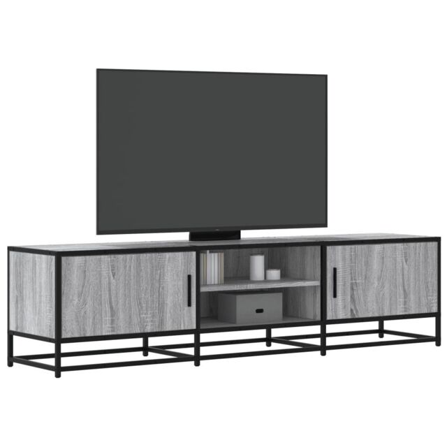 Berkfield Home TV Cabinet Grey Sonoma 160x35x41 cm Engineered Wood & Metal - Size: 160 x 35 x 41 cm - image 1