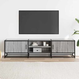 Berkfield Home TV Cabinet Grey Sonoma 160x35x41 cm Engineered Wood & Metal - Size: 160 x 35 x 41 cm - thumbnail 3