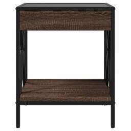 Berkfield Home Decorative Bedside Table with Infinity LED Brown Oak 40x40x49 cm - Size: 40 x 40 x 49 cm - thumbnail 6