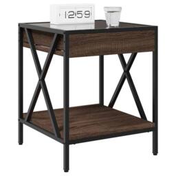 Berkfield Home Decorative Bedside Table with Infinity LED Brown Oak 40x40x49 cm - Size: 40 x 40 x 49 cm - thumbnail 5